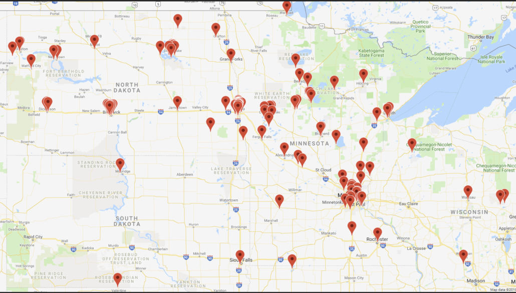 Map showing Local 360 project locations across the United States
